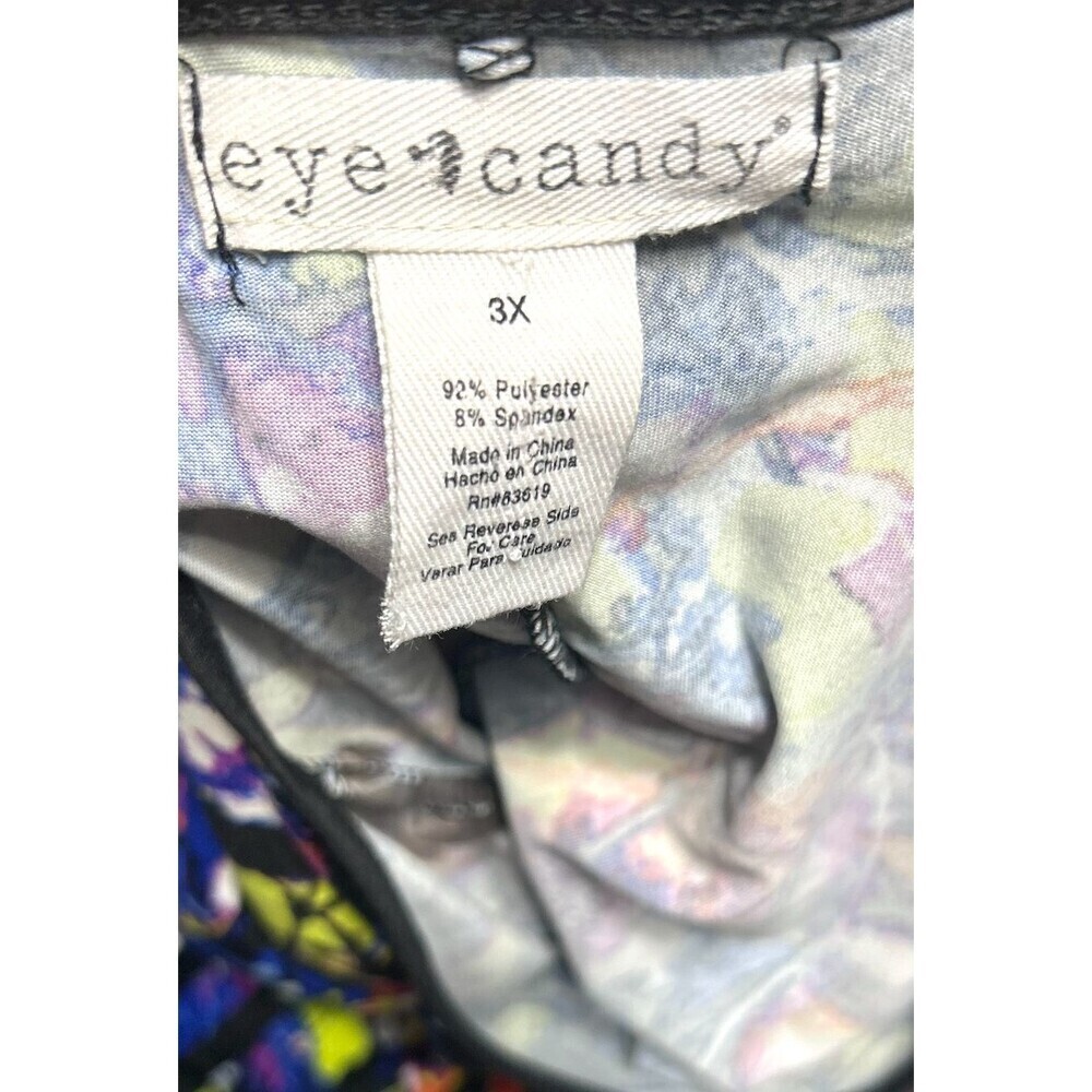 Eye Candy 3X Black Paint Splatter Abstract Print Tie Front Artsy Festival Retro - Picture 6 of 8